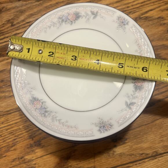 Noritake Bridal Waltz Bread Plates SET Of 9 VTG 6.25" 4109 Pink Blue Floral EXC! - Picture 14 of 14